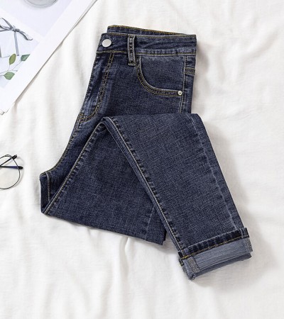 Jeans Female Korean High Waist All-Matching Skinny Slimming L Elastic New Tappered Pencil Women's Jeans Tide