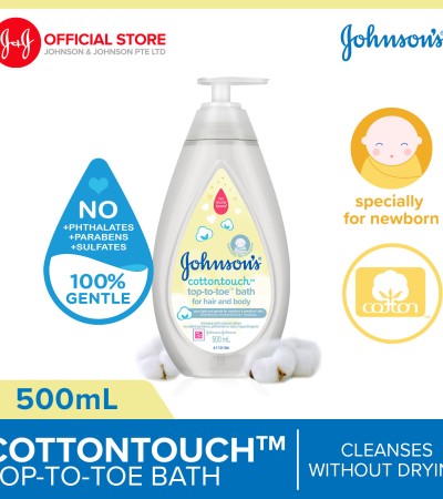 Johnson婴儿Cottontouch从头到脚沐浴露与天然棉混合500ml
